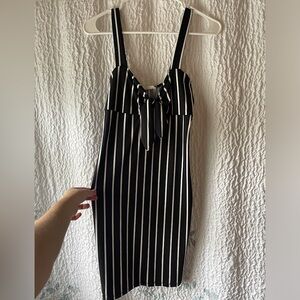 Black and White Striped Mini Dress